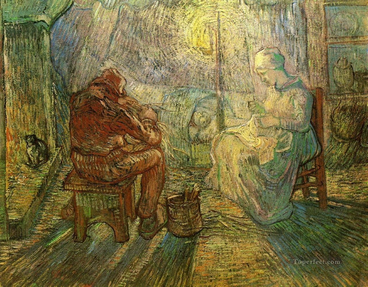 Evening The Watch after Millet Vincent van Gogh Oil Paintings
